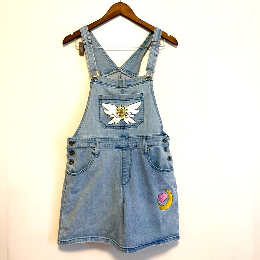 Hot Topic Sailor Moon Denim Overall Shorts Fashion Collection - Picture 2 of 7